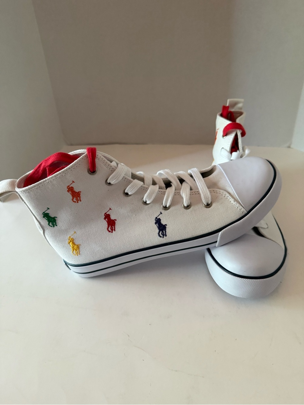 Polo by Ralph Lauren White/Multi High-Top Kids Sneakers Unisex Big Kids 5.5